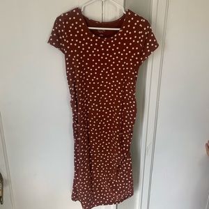 Beautiful maroon polka dot maternity dress